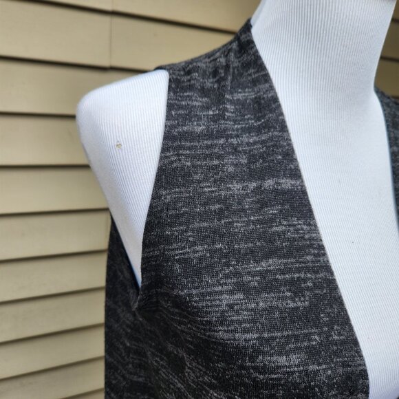 Lularoe Sleeveless Duster Long Cardigan Sweater Marled Black Gray Side Slits - Picture 5 of 13